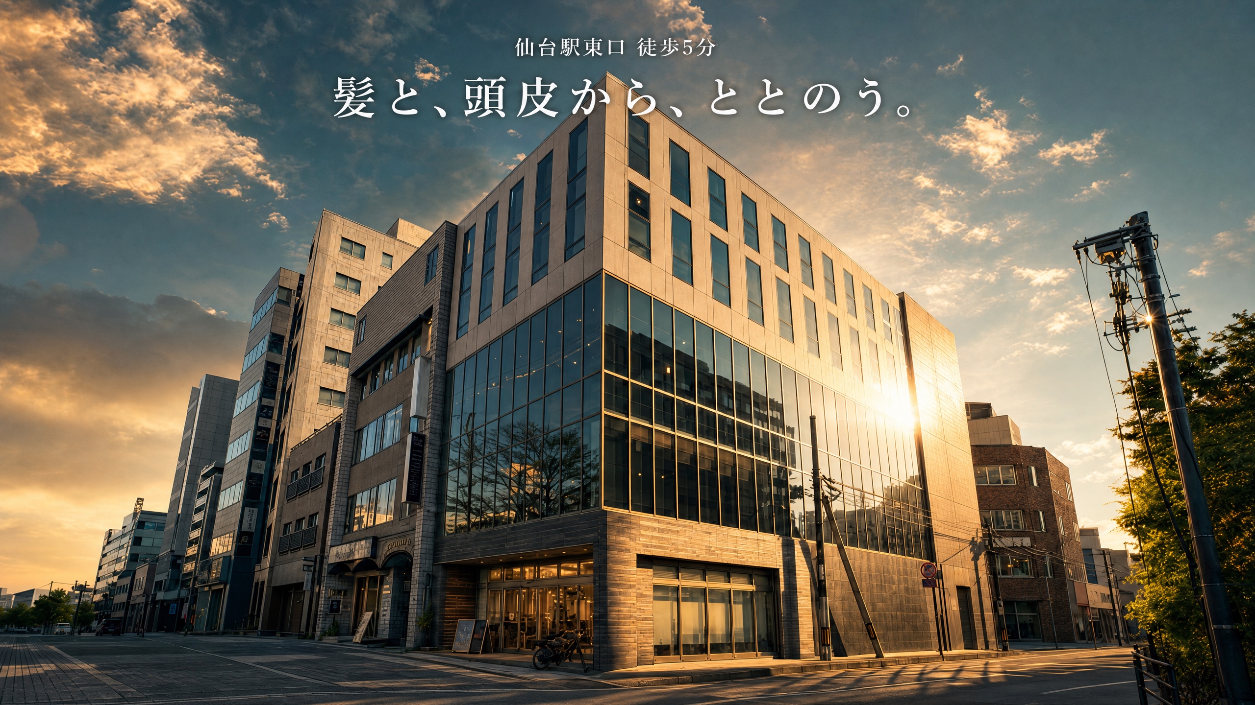 mau 店舗外観(仙台駅東口・宮城野通り沿い) 髪と、頭皮から、ととのう。